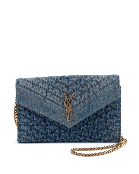 ysl denim wallet on a chain|YSL wallet on chain sale.